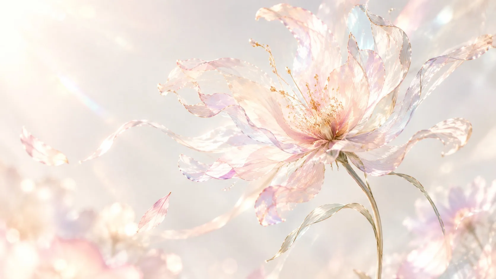 光の中で咲く透きとおる花